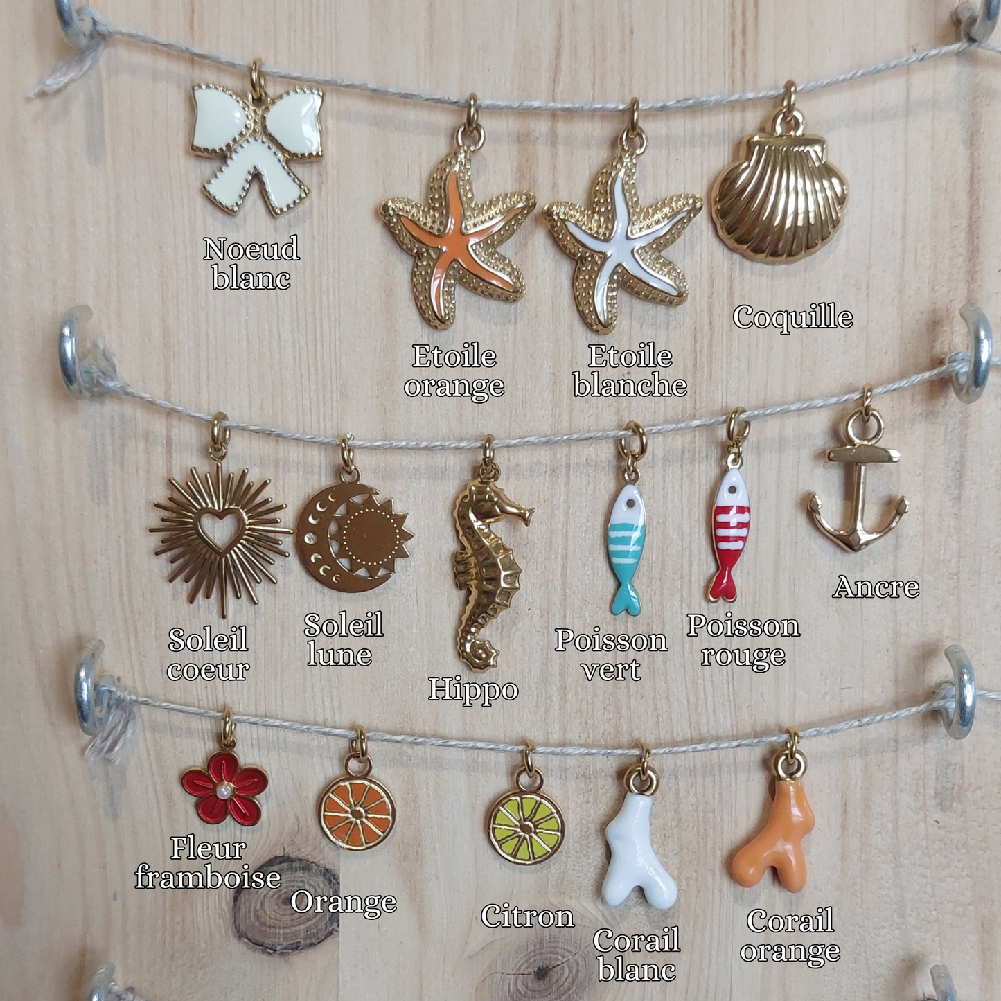 Charms doré acier inoxydable