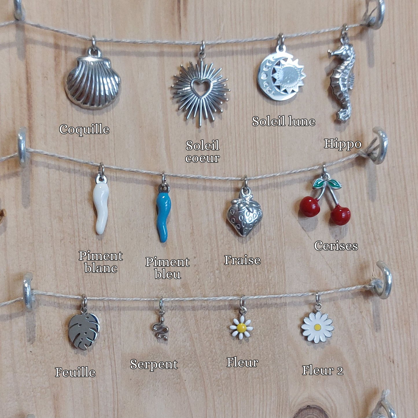 Charms argenté acier inoxydable